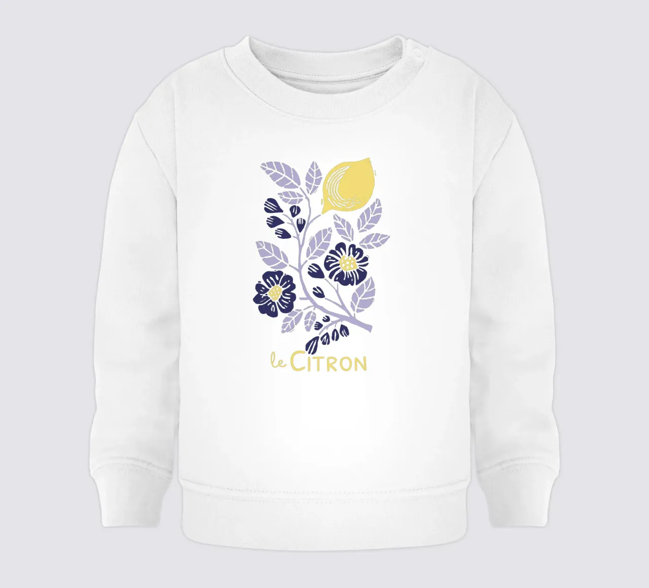 Le Citron - Estampado Botánico Limón y Floral en Lavanda sudadera de bebé de showmemars