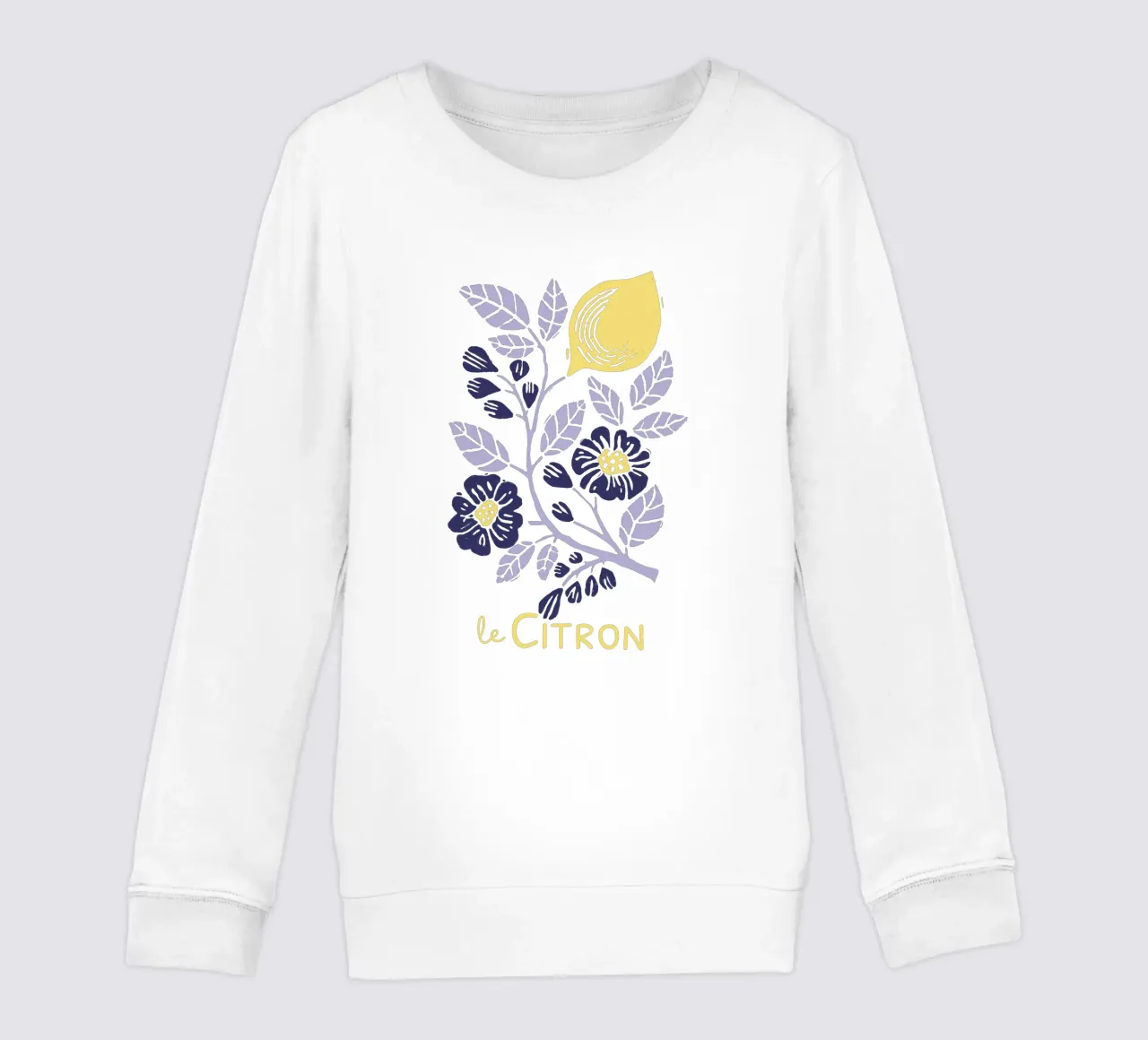 Le Citron - Stampa botanica floreale e al limone in Lavanda felpa bambino da showmemars