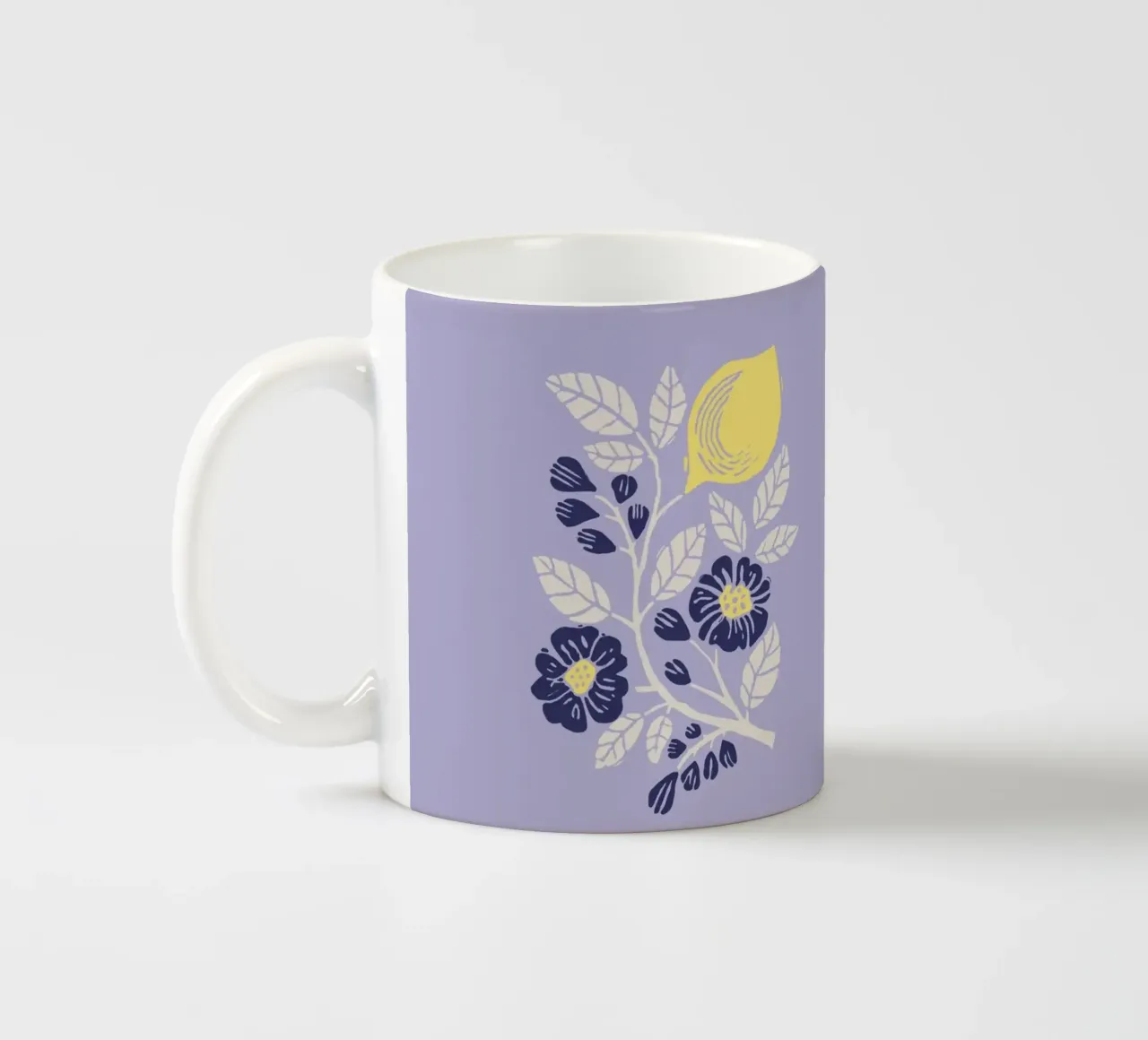 Le Citron - Stampa botanica floreale e al limone in Lavanda tazza in ceramica da showmemars