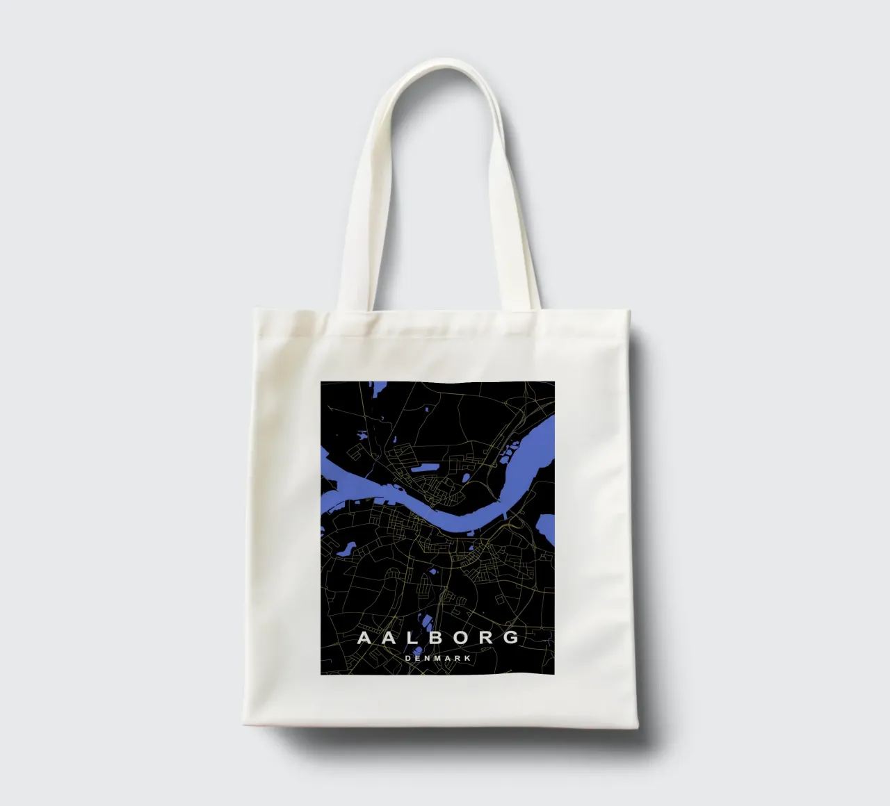 Mappa della città di Aalborg Danimarca Nero e Oro borsa in juta da Cartographers Library