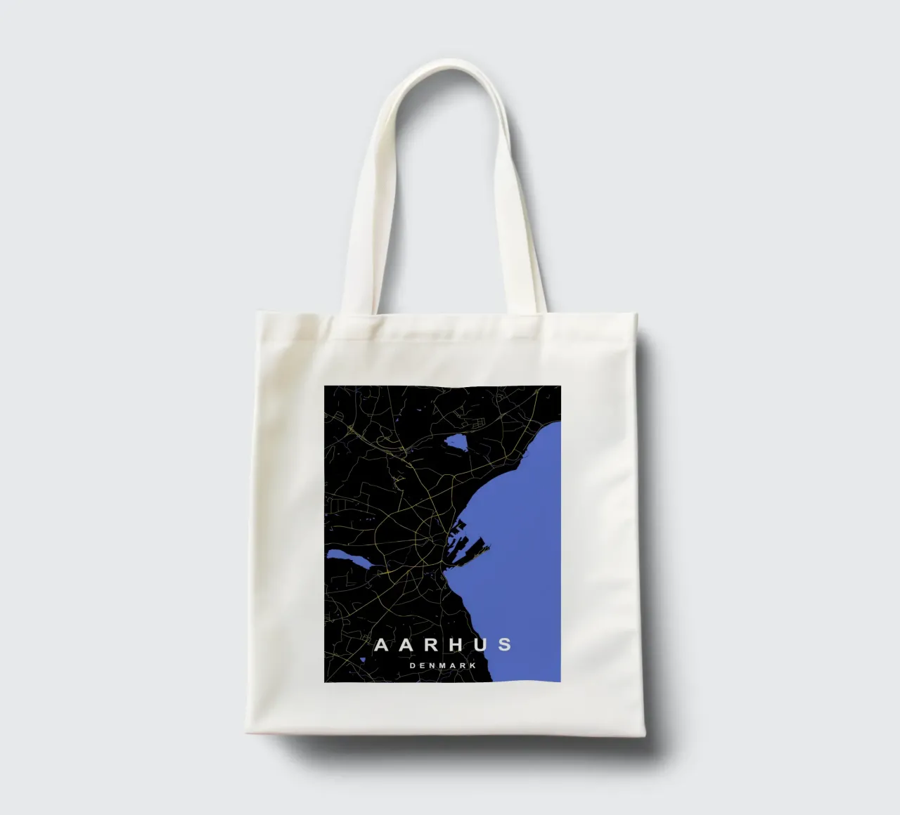 Mappa della città di Aarhus Danimarca Nero e oro borsa in juta da Cartographers Library