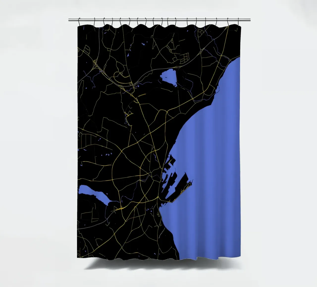 Mappa della città di Aarhus Danimarca Nero e oro tenda da doccia da Cartographers Library