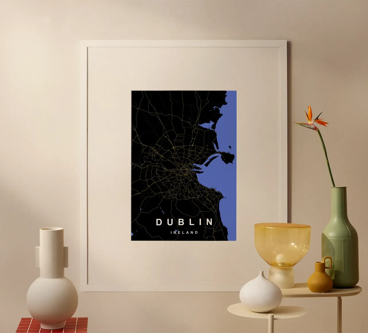 Mappa della città di Dublino Irlanda nero e oro carta hahnemühle da Cartographers Library