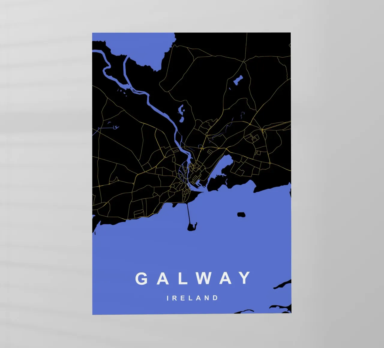 Galway Irlanda - Mappa della città in nero e oro pellicola backlit da Cartographers Library