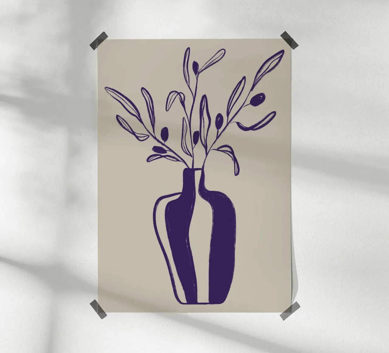 Vaas en olijfboeket poster met kunststof frame van Sixmai