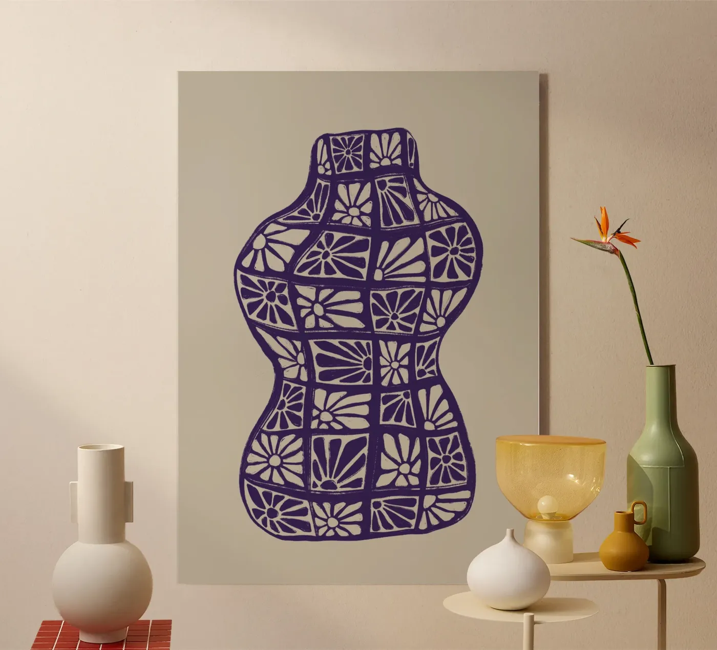 Vase abstrait acryl van Sixmai