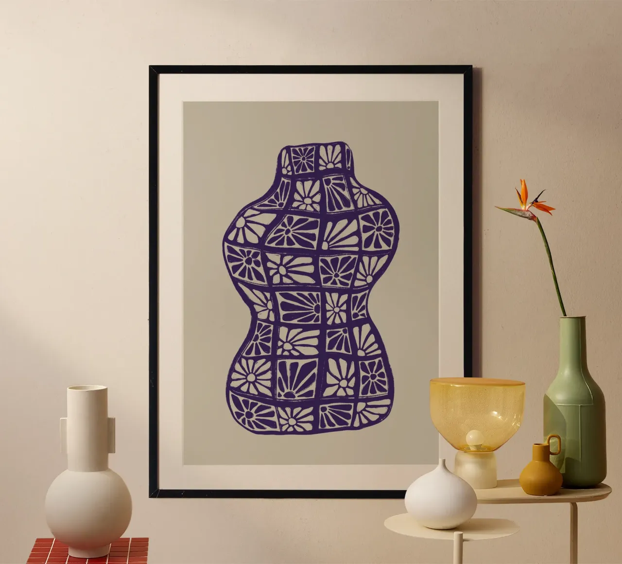 Vaso abstrait poster con telaio in legno da Sixmai