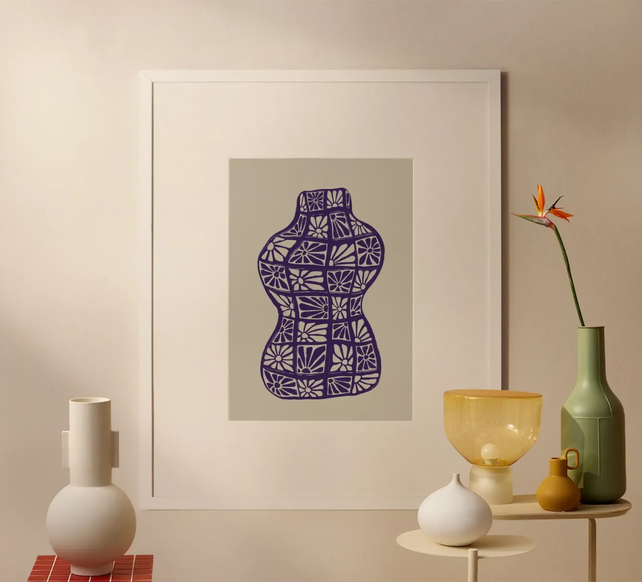 Vaso abstrait poster con telaio in legno da Sixmai