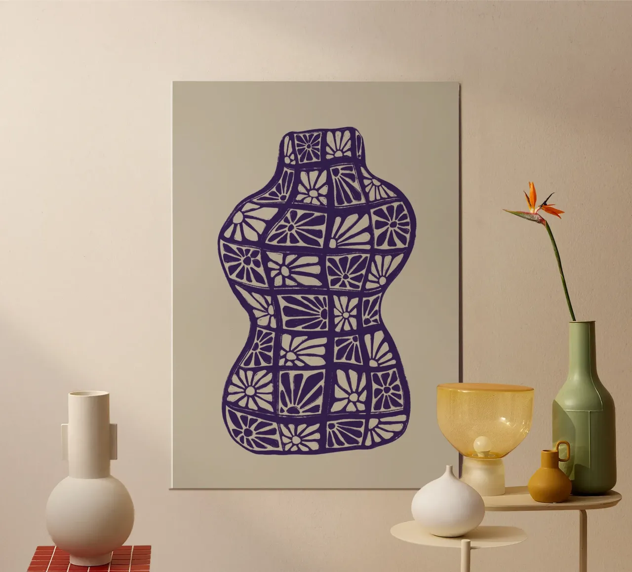 Vaso abstrait poster con telaio in legno da Sixmai