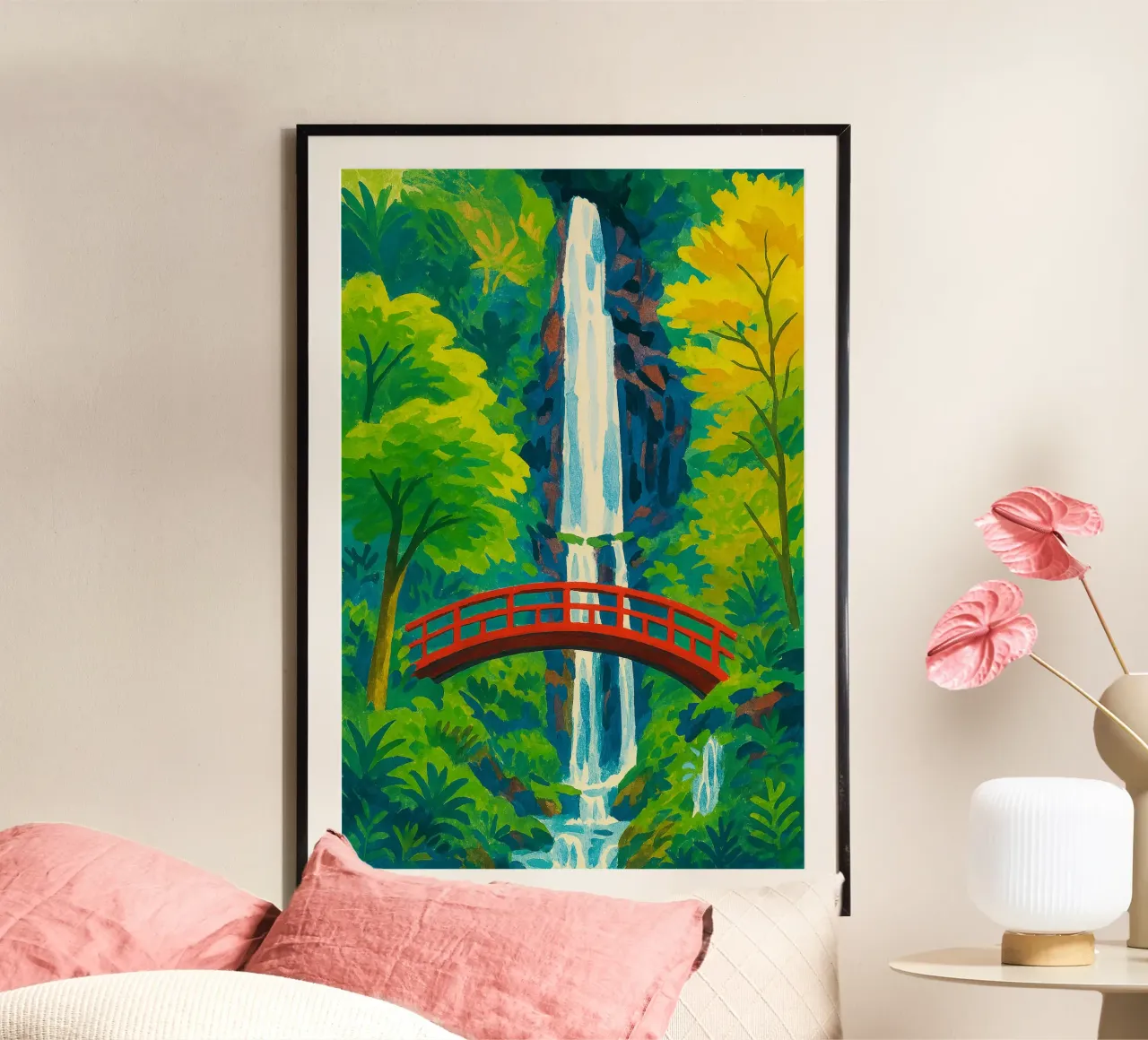 Ponte giapponese Cascata poster da Aquarevo