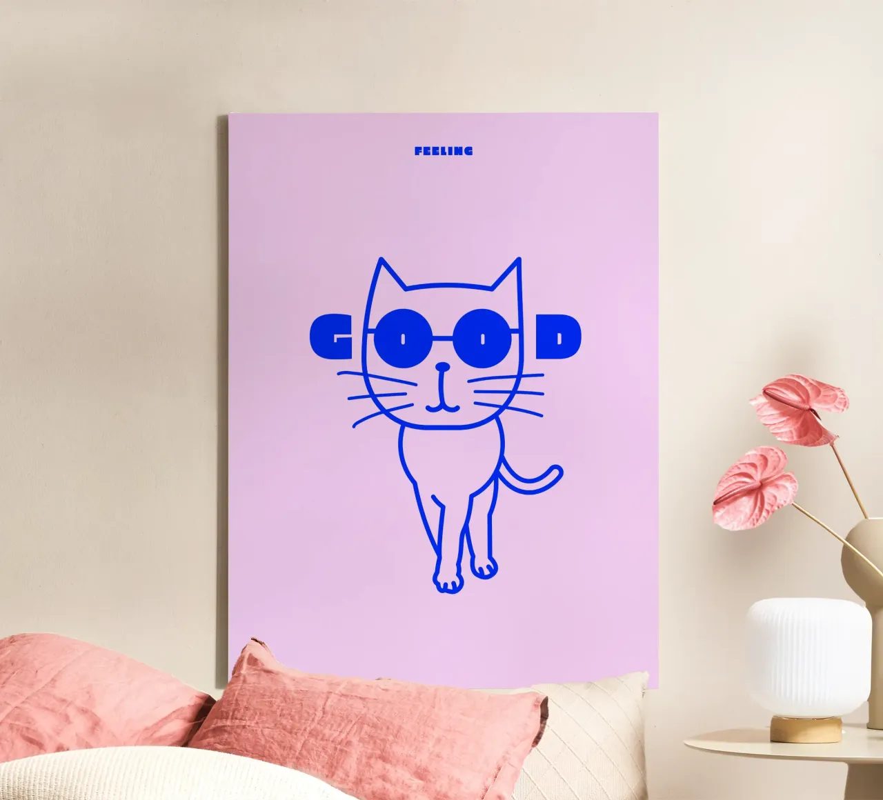 Feeling Good Cat tela con Cornice a cassetta da Bureau Purpur