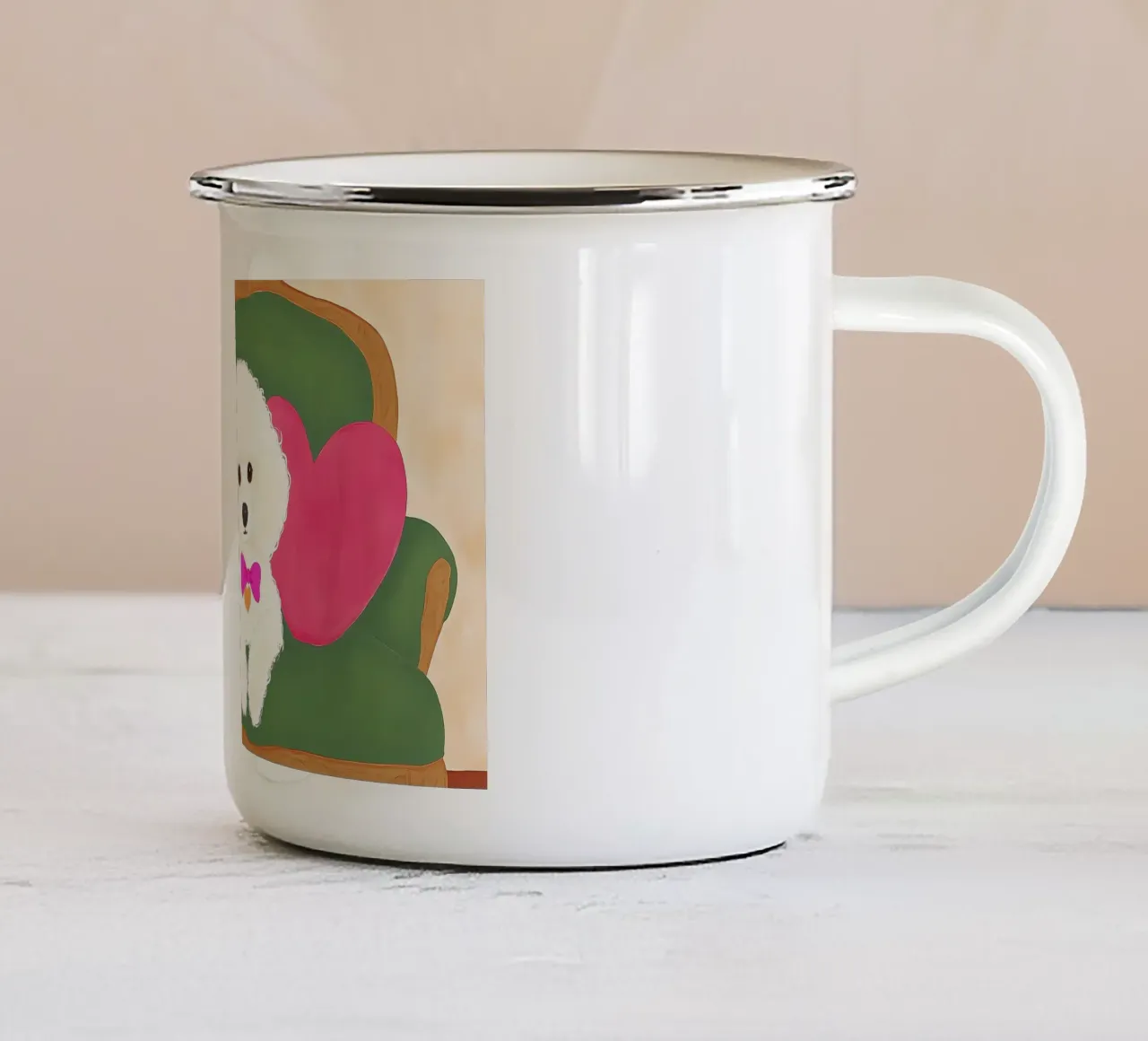 Barboncino bianco tazza in smalto da IamHomeStudio