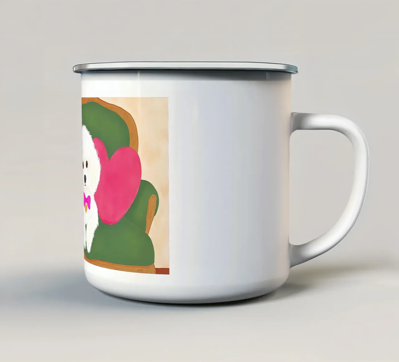 Barboncino bianco tazza in smalto da IamHomeStudio