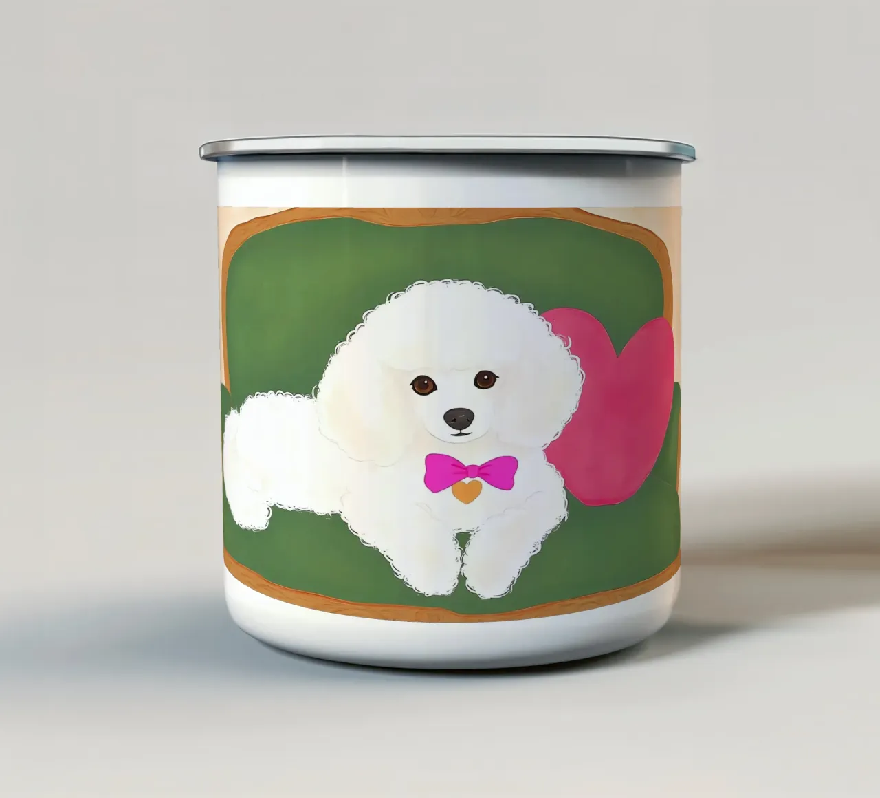 Barboncino bianco tazza in smalto da IamHomeStudio