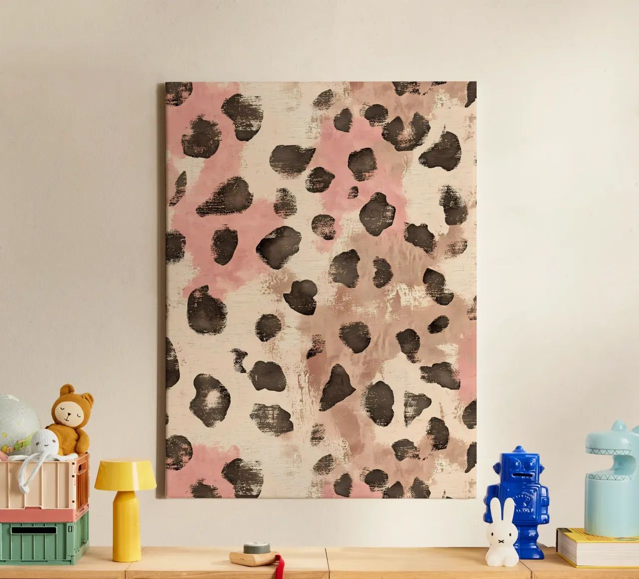 Leopard & Pink tela con Cornice a cassetta da IamHomeStudio