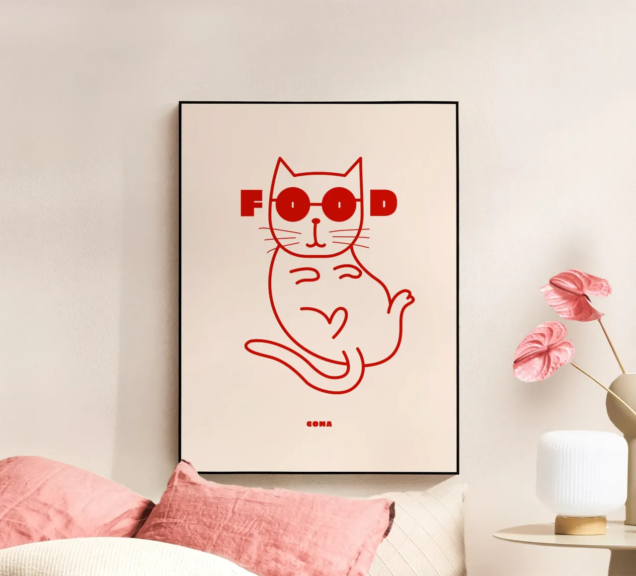 Food Coma Cat plexiglass da Bureau Purpur