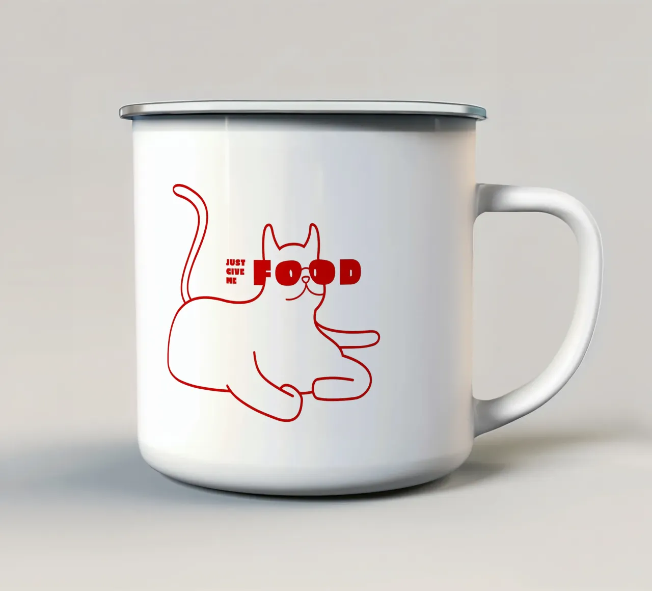 Just give me food enamel mug by Bureau Purpur