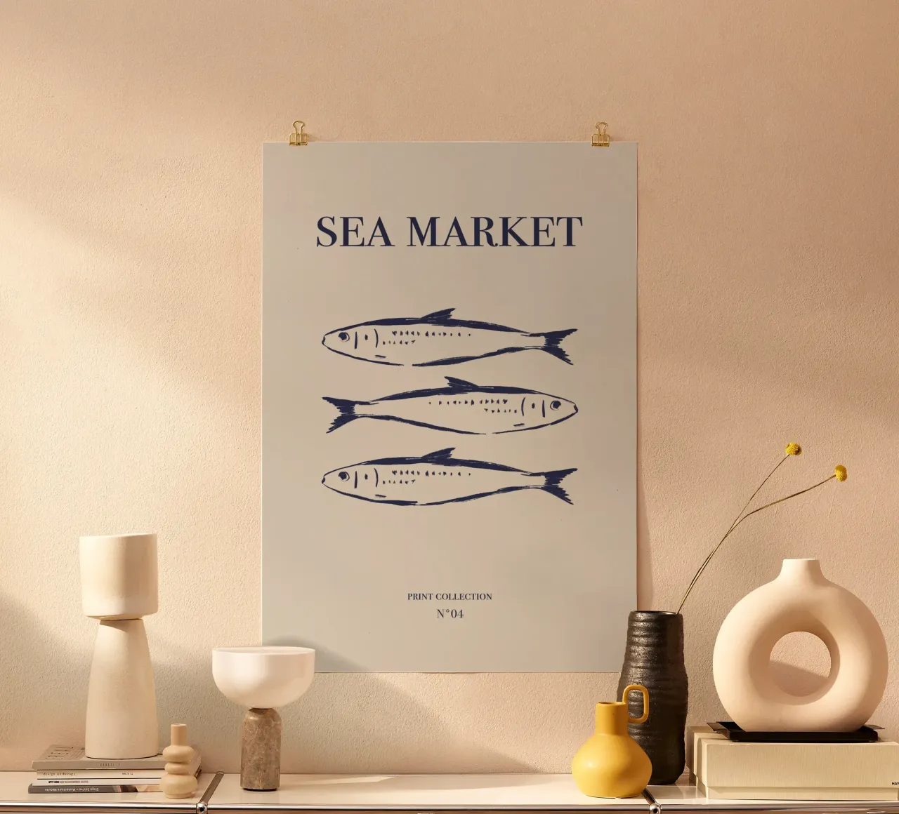 Sardine del mercato marino poster con telaio in plastica da Sixmai