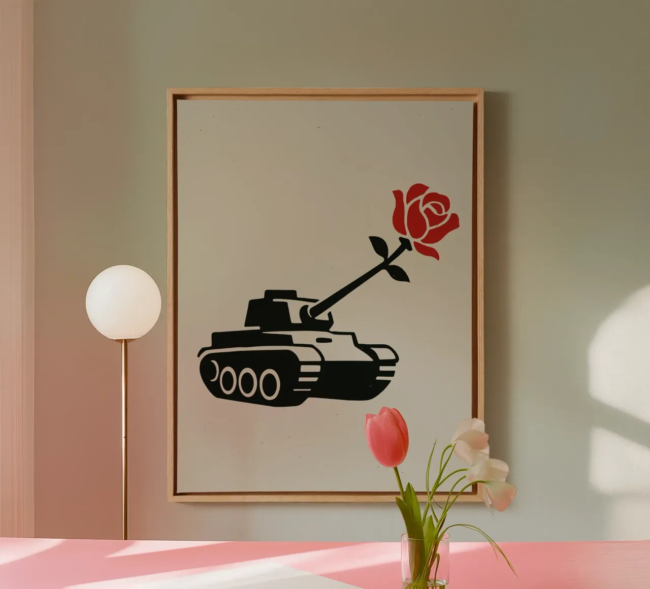 Tank With A Rose tela con Cornice a cassetta da ramosashop