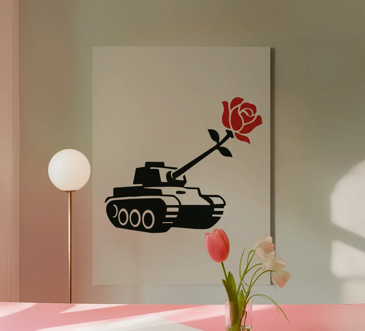 Tank With A Rose tela con Cornice a cassetta da ramosashop