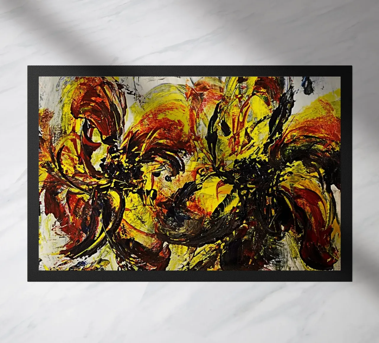 DANCING FLOWERS doormat by Thierry Vobmann Abstract painting