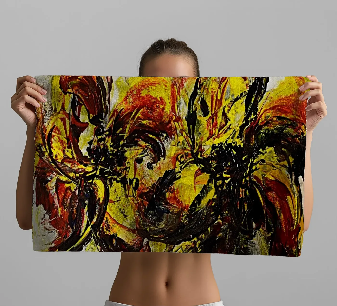 DANCING FLOWERS towel by Thierry Vobmann Abstract painting