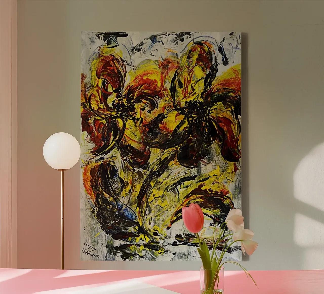 DANCING FLOWERS canvas by Thierry Vobmann Abstract painting