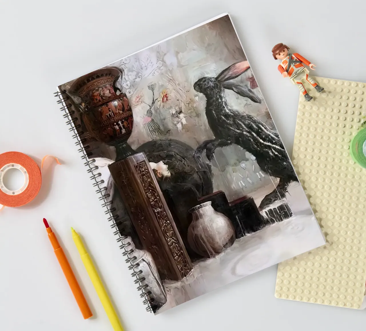 Guillermo Lorca Girls and the Rabbit spiral notebook by Birgitart