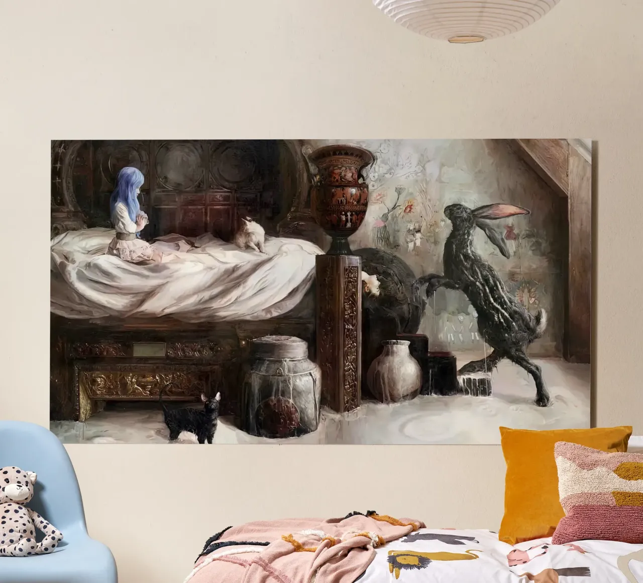 Guillermo Lorca Le ragazze e il coniglio alluminio dibond da Birgitart