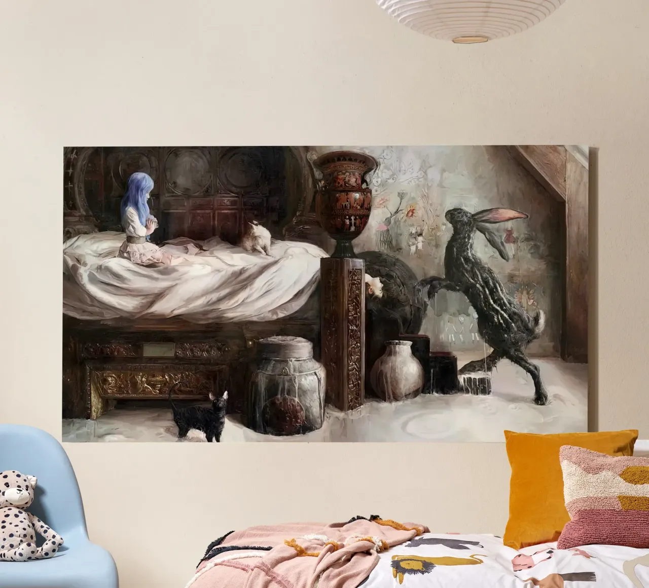 Guillermo Lorca Girls and the Rabbit canvas by Birgitart