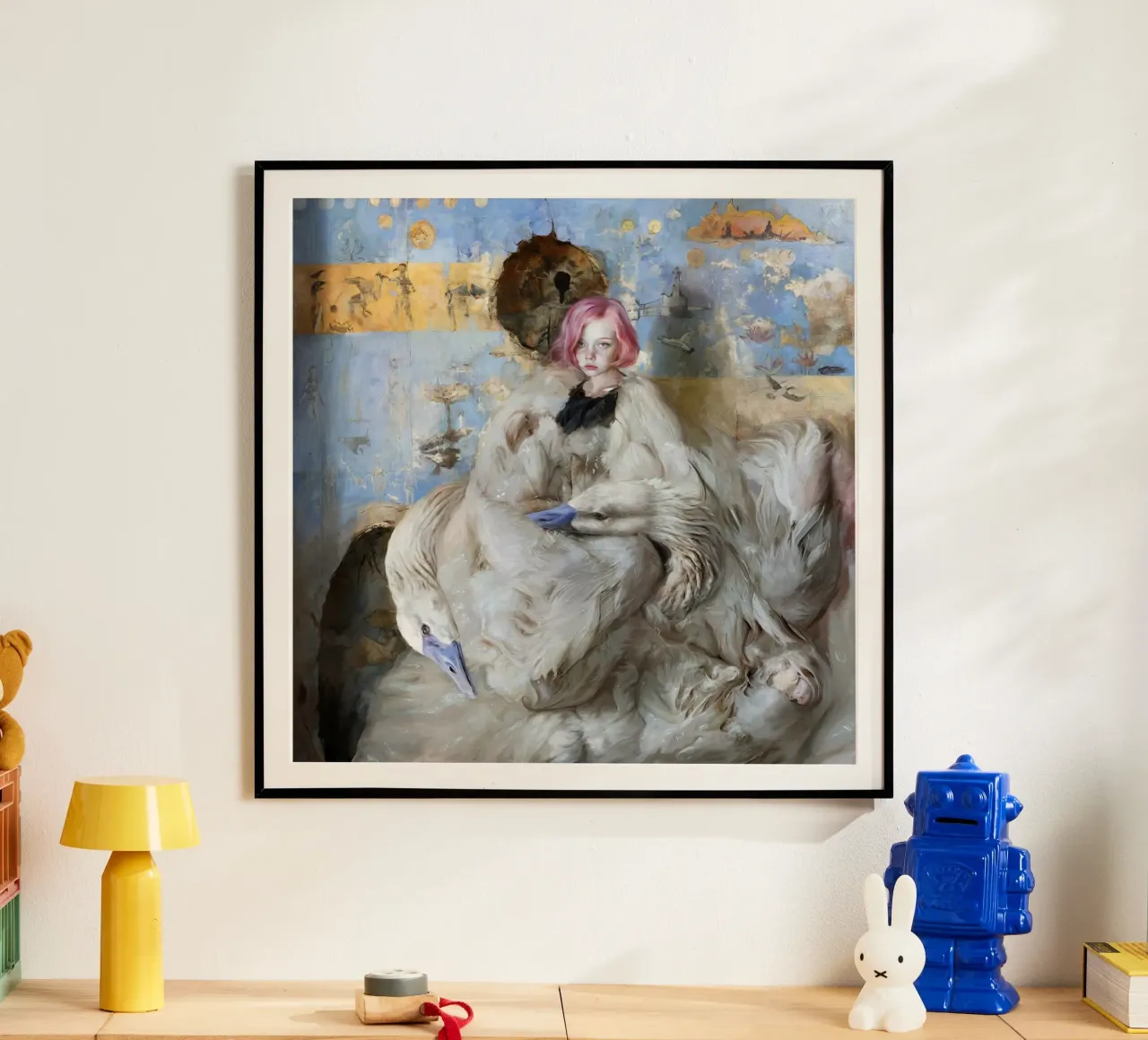 Guillermo Lorca Her New Suit poster con telaio in alluminio da Birgitart