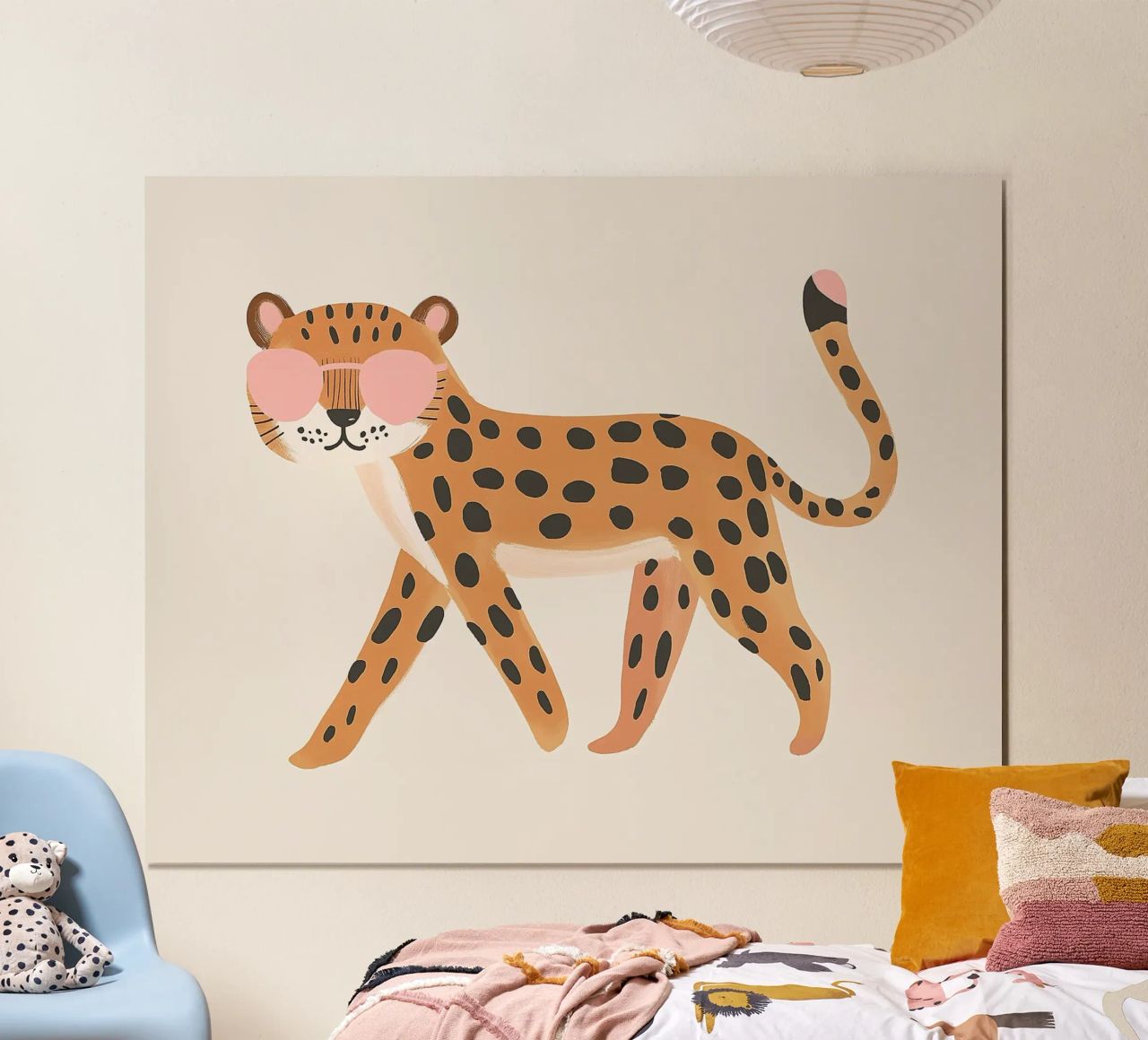 Leopard mit Sonnenbrille, Safari Kinderzimmer Kunst, Kinder Wandkunst Poster von Little Lola