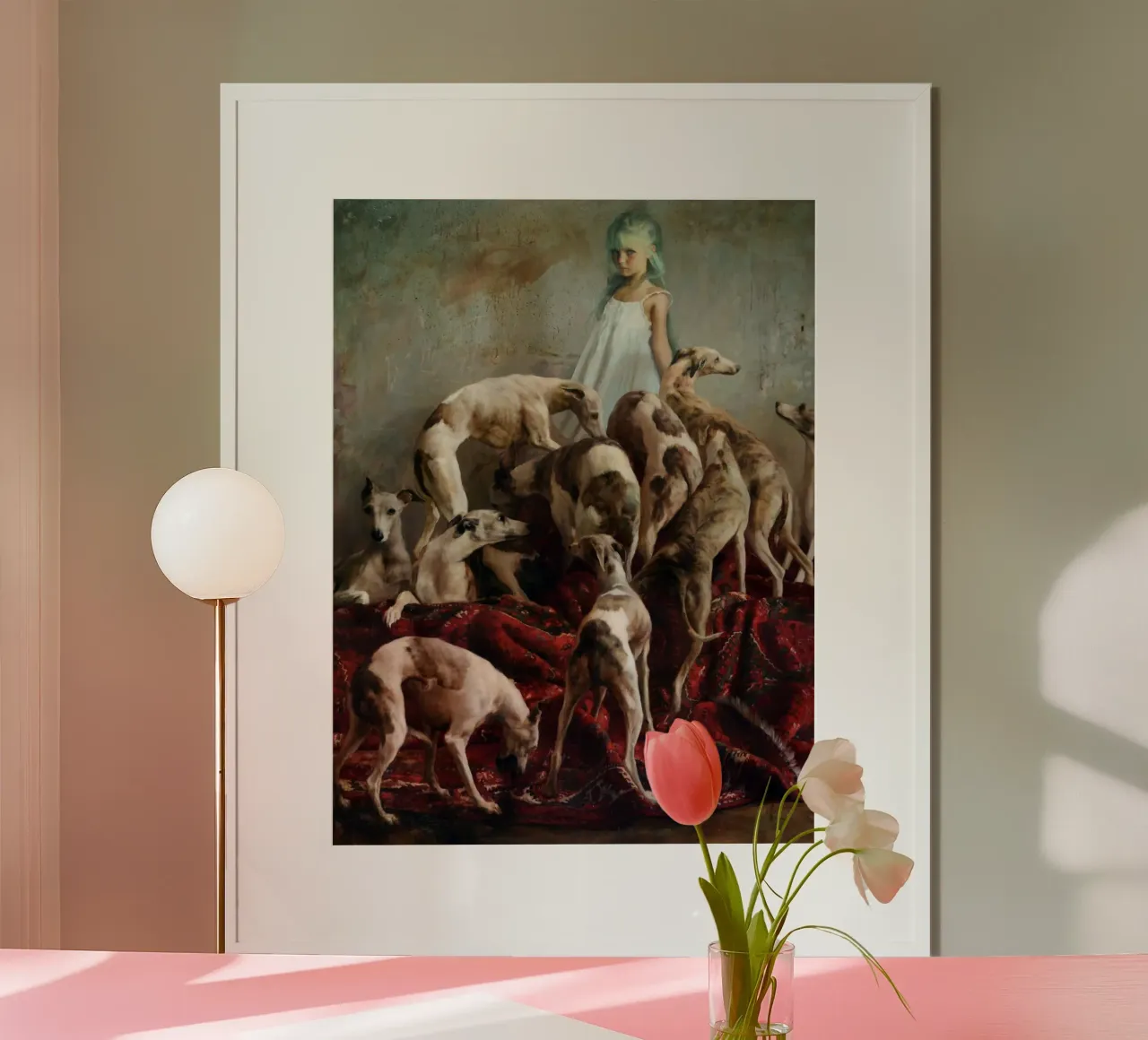 Guillermo Lorca Laura and The Dogs poster con telaio in alluminio da Birgitart