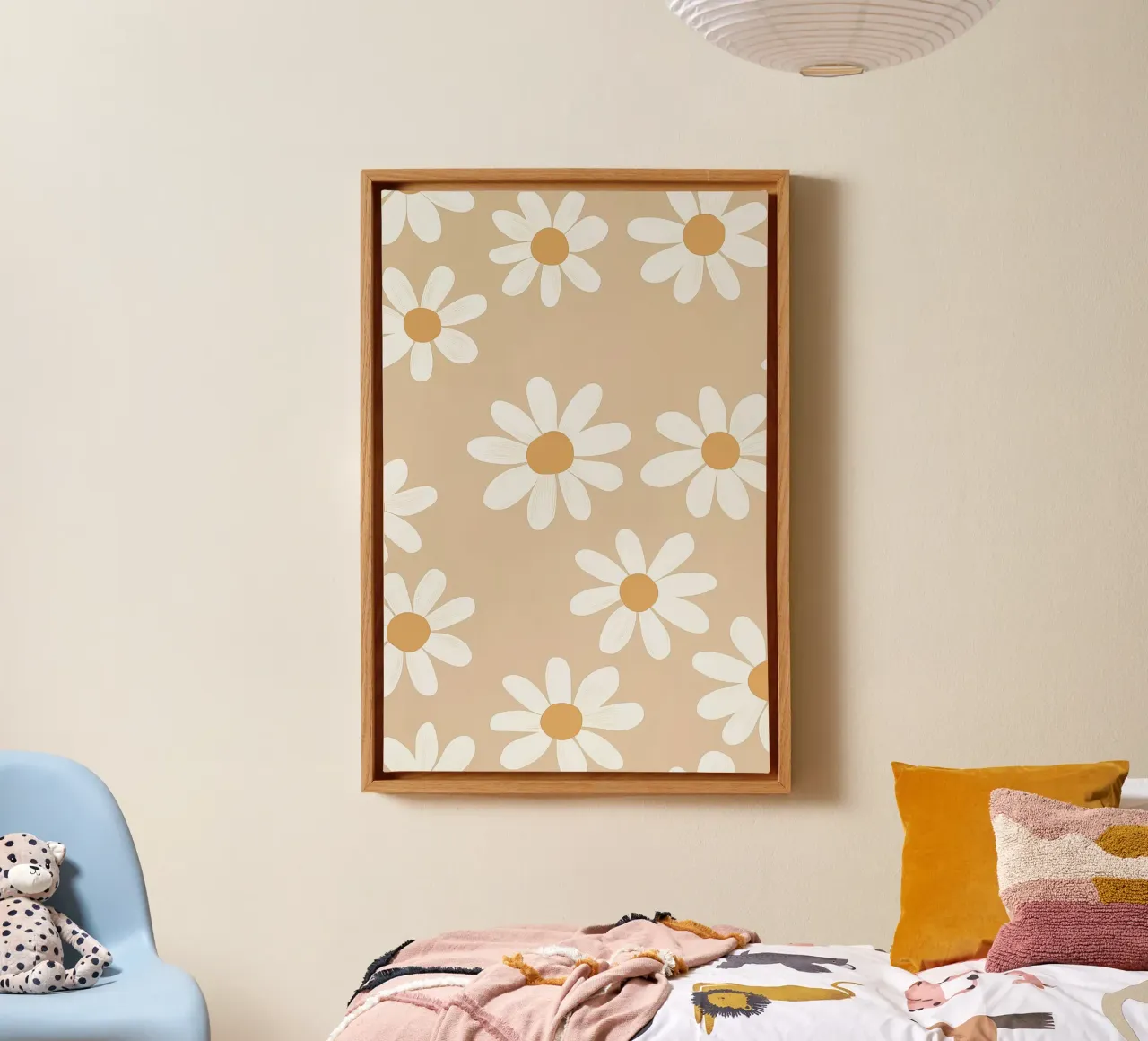 Daisy Print, Pastel Flower Art, Daisy Poster Minimalist canvas by Little Lola