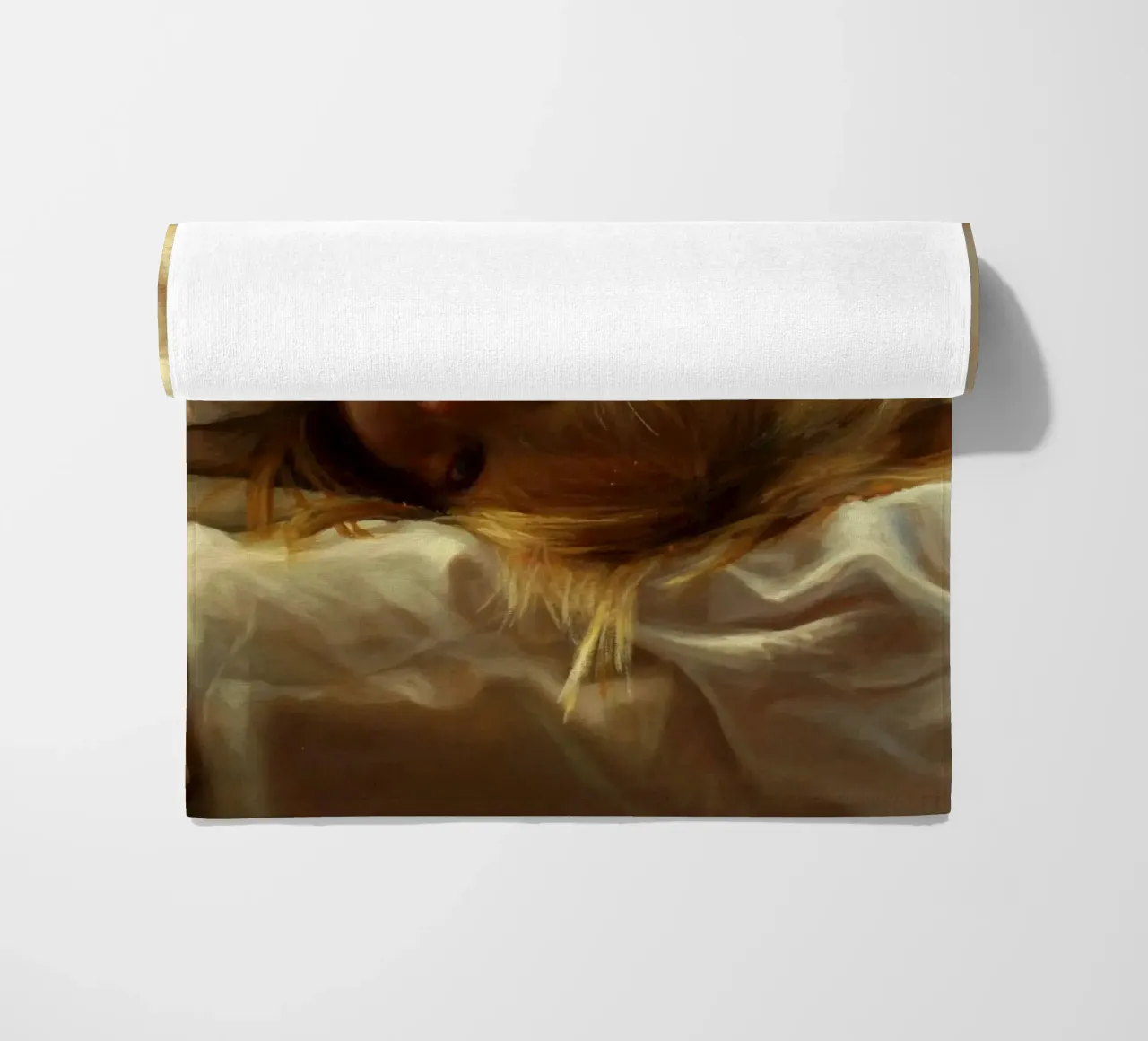 Guillermo Lorca Laura Head beach towel by Birgitart