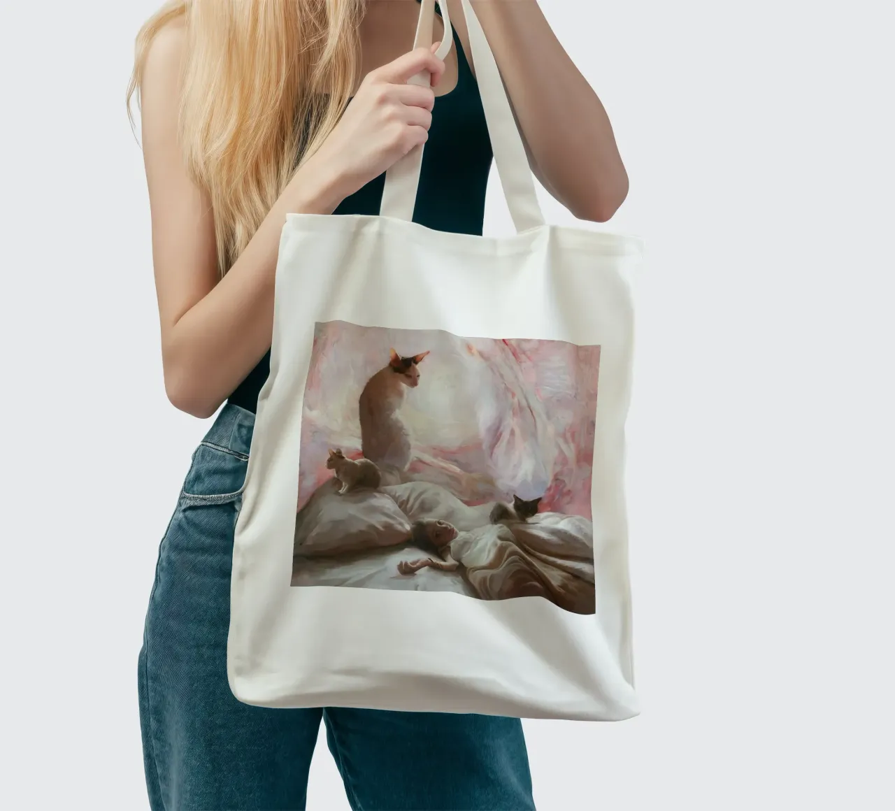 Guillermo Lorca La lumière et les chats tote bag de Birgitart