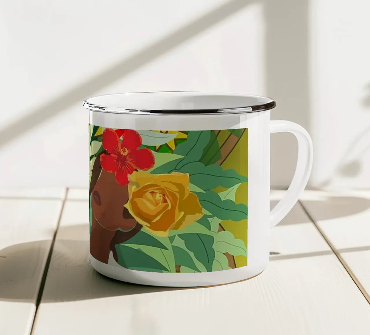 L'antenato e l'uccello tazza in smalto da Studio Tikao