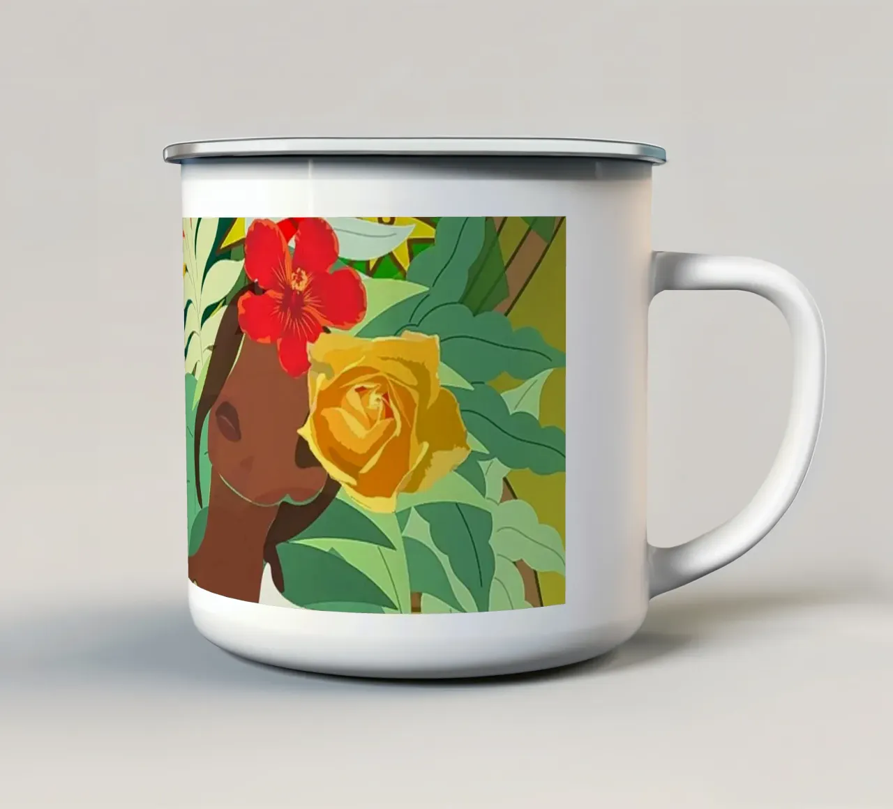 L'antenato e l'uccello tazza in smalto da Studio Tikao