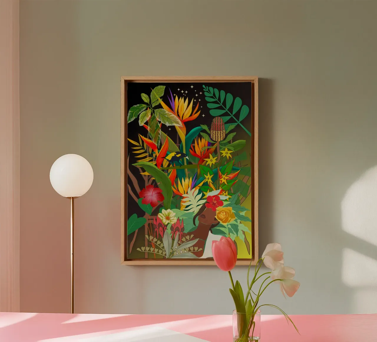 The ancestor and the bird canvas with Floater frame by Studio Tikao