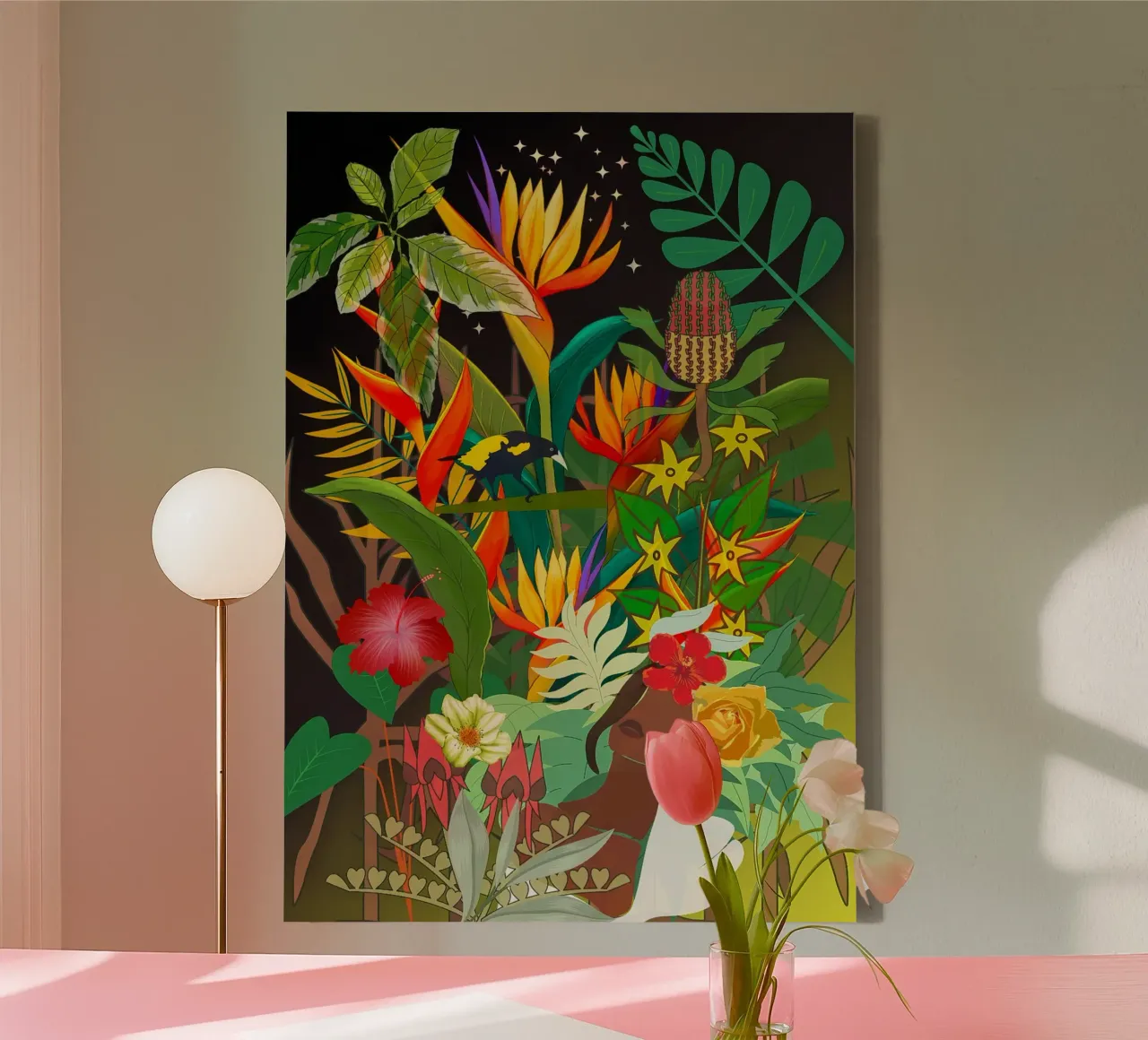 The ancestor and the bird canvas with Floater frame by Studio Tikao