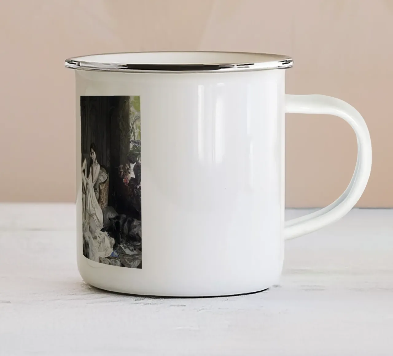 Guillermo Lorca Sade e i cani tazza in smalto da Birgitart