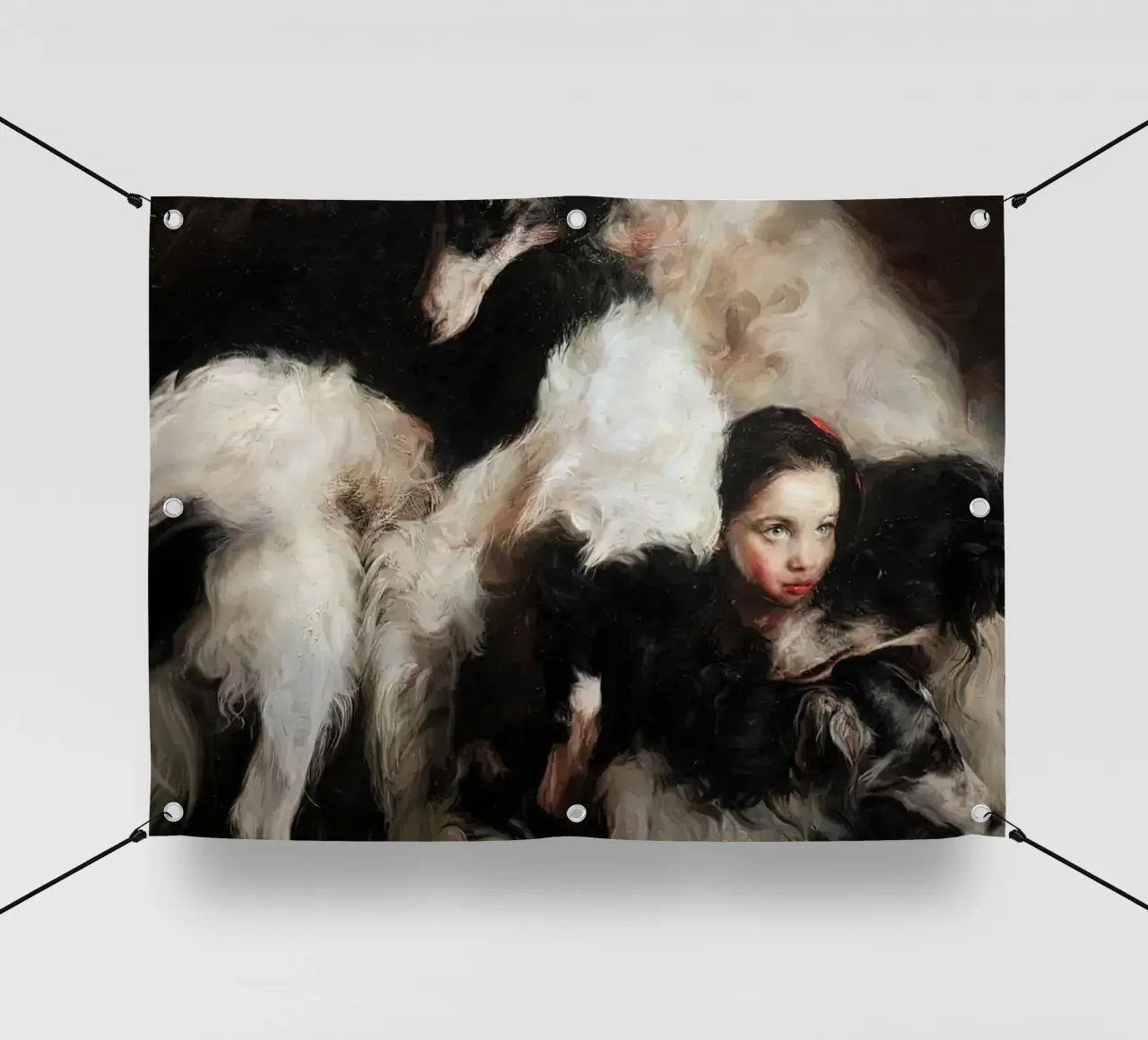 Guillermo Lorca Sofi e i cani telo in pvc da Birgitart