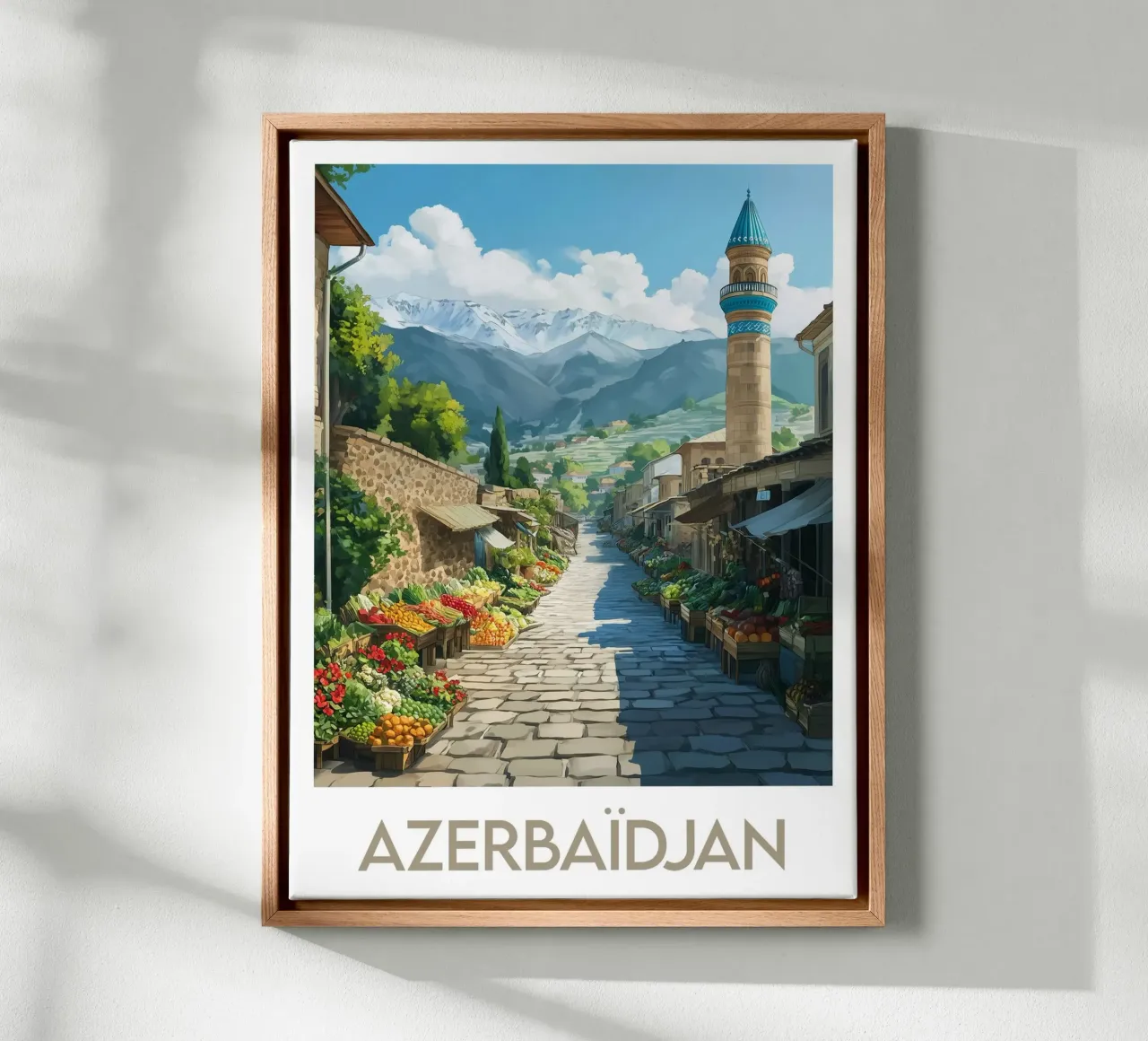 Poster dell'Azerbaigian tela con Cornice a cassetta da Frame the World