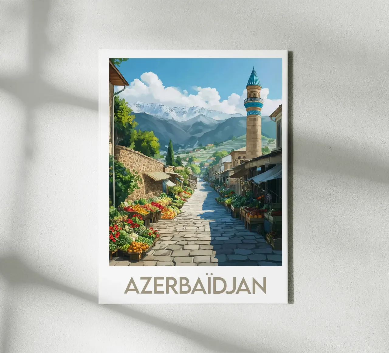 Poster dell'Azerbaigian tela con Cornice a cassetta da Frame the World