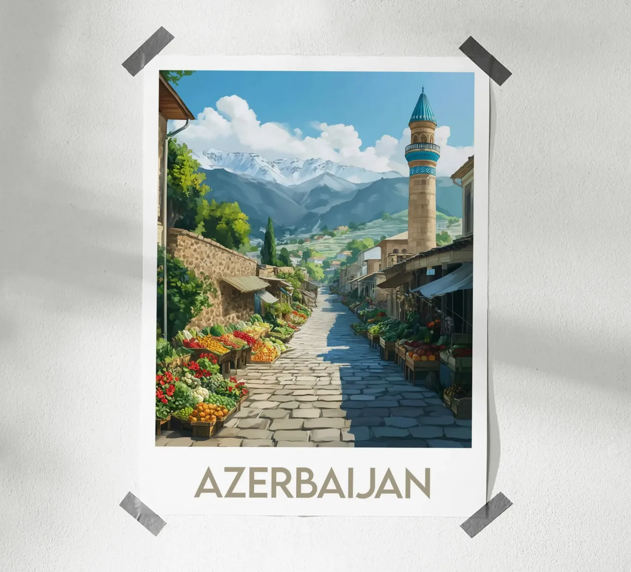 Poster dell'Azerbaigian carta hahnemühle da Frame the World