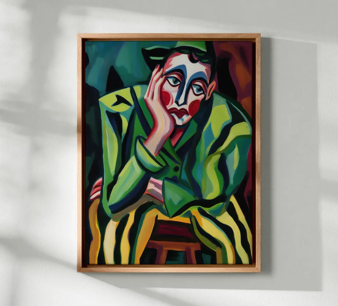 The Tired Clown | Expressionist Painting canvas with Floater frame by Autofocus