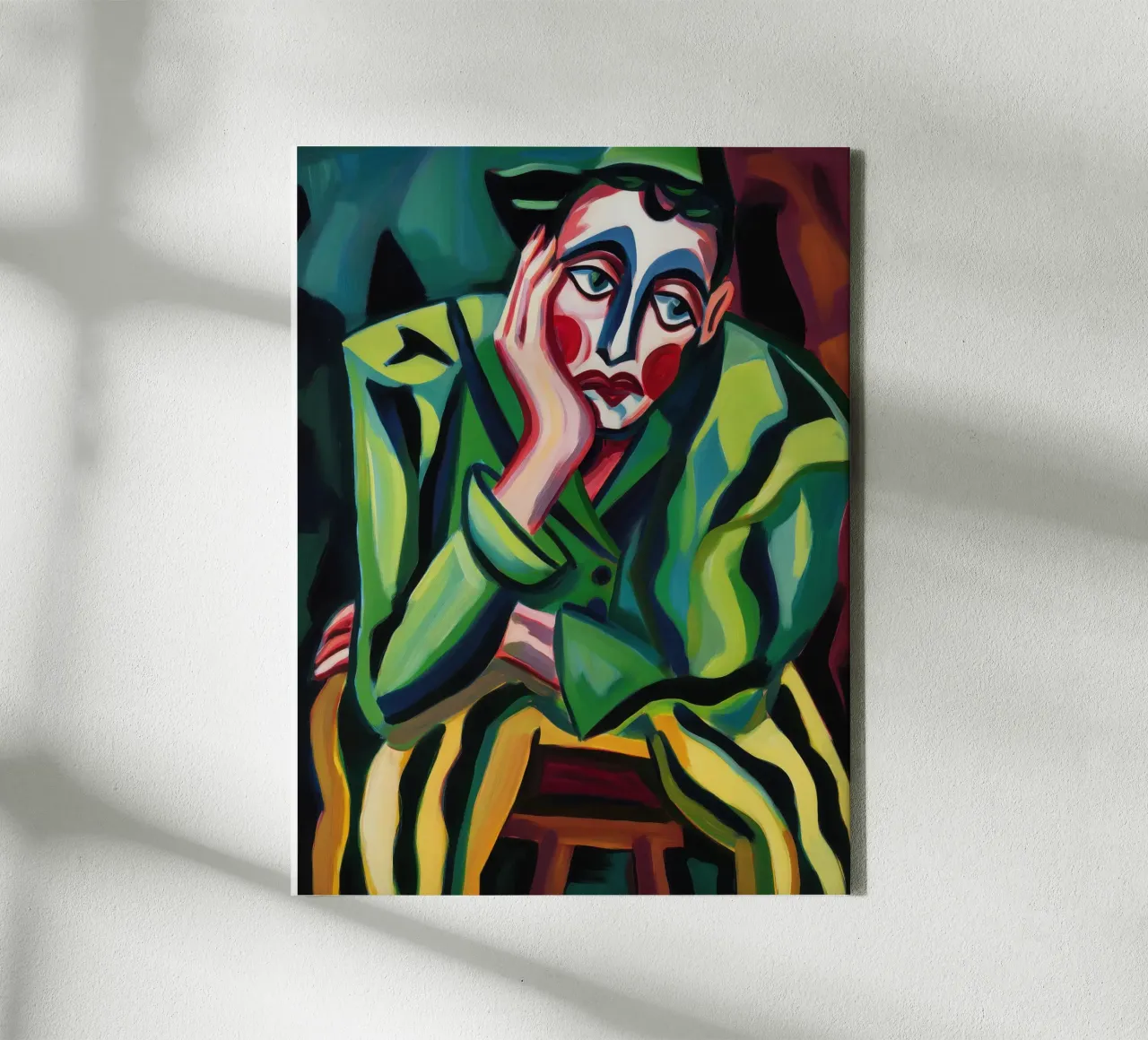 The Tired Clown | Expressionist Painting canvas with Floater frame by Autofocus