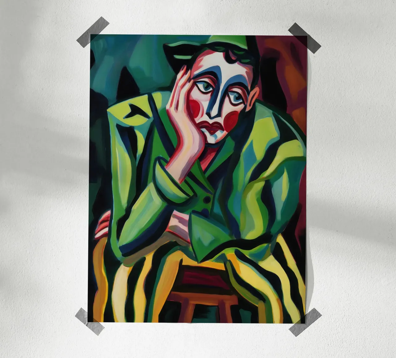 Der Müde Clown | Expressionistische Malerei Hahnemühle von Autofocus