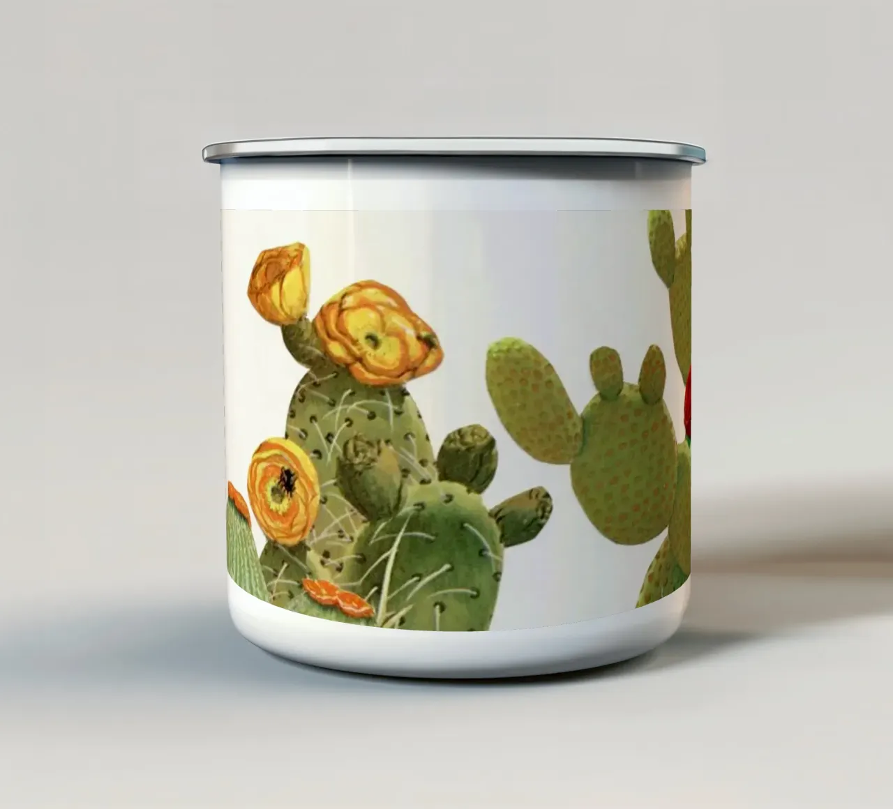 Giardino dei cactus II tazza in smalto da Cassia Beck Collage