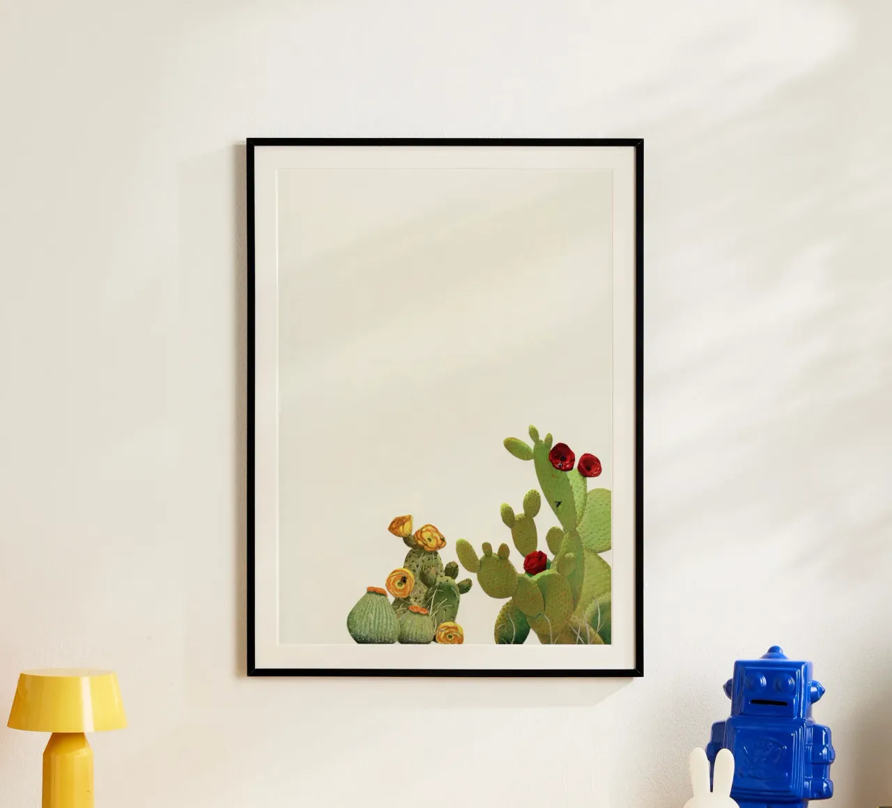 Giardino dei cactus II poster con telaio in plastica da Cassia Beck Collage